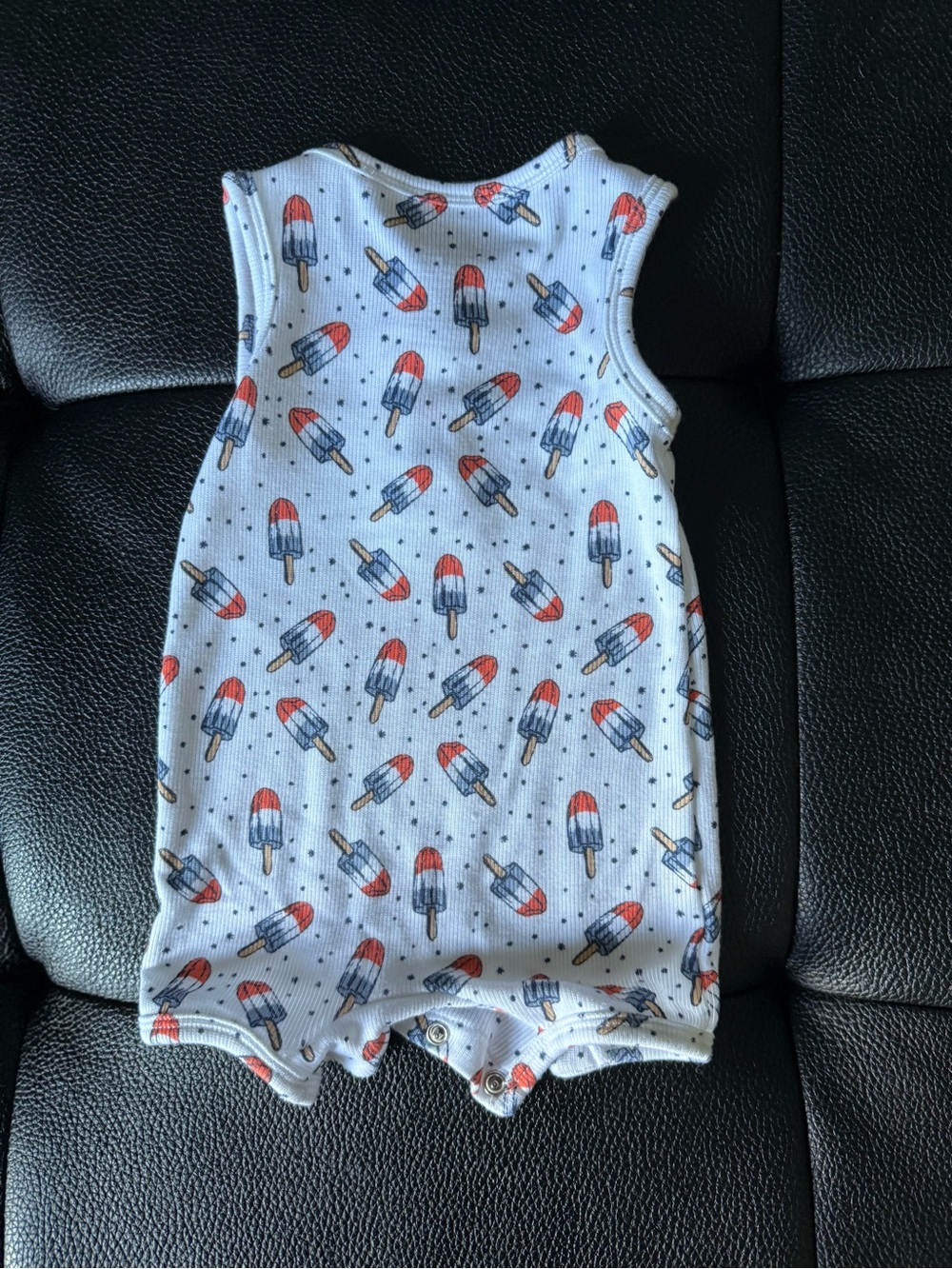 Angel Dear White Tank Romper with Red & Blue bomb pop 3-6 months - Picture 3 of 3